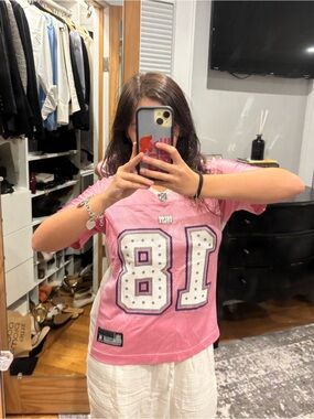 pink sparkly football colts jersey y2k manning #18